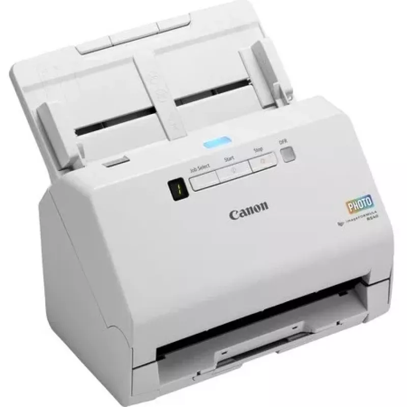Canon imageFORMULA RS40 Nuotraukų ir dokumentų skaitytuvas, 600 x 600 DPI, 40 ppm, 30 ppm, Pilkumo atspalvių, Vienspalvis, Lapinis skaitytuvas, Baltas