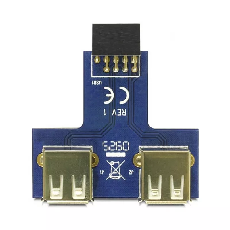 DeLOCK 9 kontaktų 2,54 mm 2 x USB 2.0 1 x 9 kontaktų 2,54 mm juoda mėlyna sidabrinė