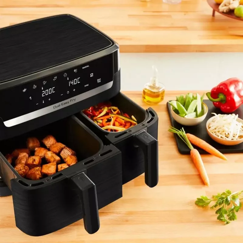 Tefal Easy Fry EY901N dviguba 8,3 l atskirai stovinti 2700 W karšto oro gruzdintuvė, juoda