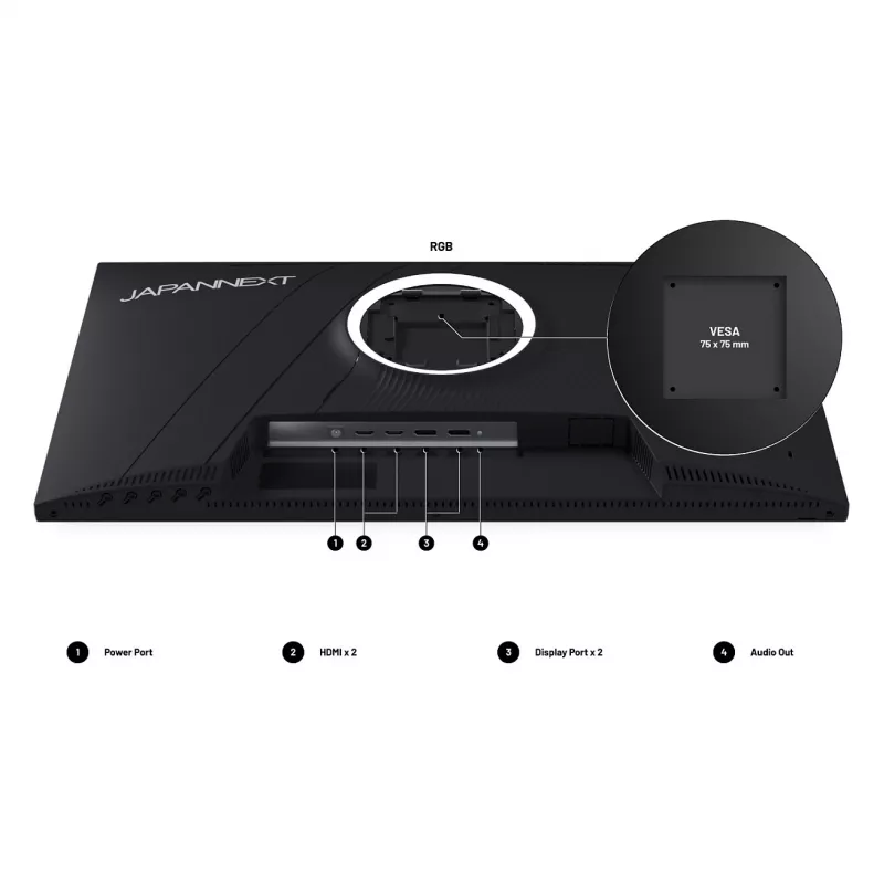 JAPANNEXT JN-I270WQHD300F-HSP kompiuterio monitorius 68,6 cm (27 colių) 2560 x 1440 pikselių Wide Quad HD LED pilkas
