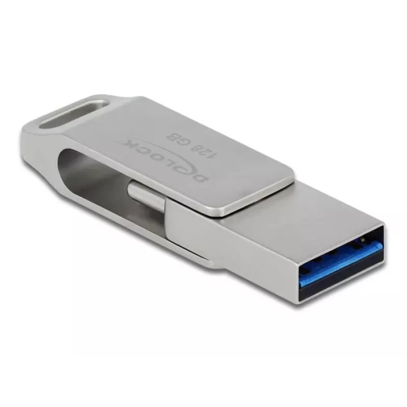 USB Flash Drive DeLOCK 128GB USB-C Type-A Swivel Model