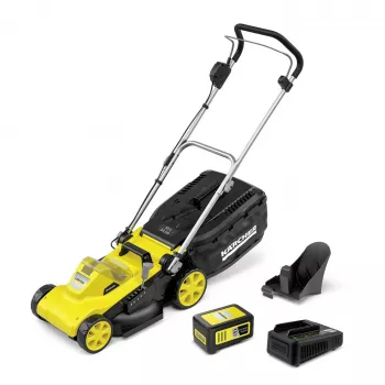 Už stūmoklinė vejapjovė Karcher LMO 3-18, baterija 18 V, pjovimo plotis 340 mm, skirta plotams iki 350 m², 25–60 mm aukštis
