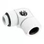 Fitting BitsPower BP-DWE90RMLA12 — žalvarinė 90° kampinė jungtis, balta, Ø 12 mm