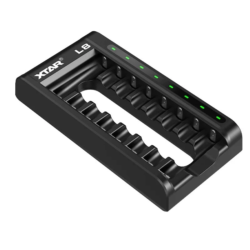 AA/AAA 1,5 V ir 1,2 V akumuliatorių įkroviklis, išmanusis – 8 lizdai