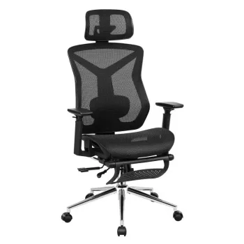 Sukiojama kėdė mark adler MA-EXPERT 5.7 — ergonomiška tinklelio ofiso kėdė, reguliuojamo aukščio, galvos atrama, porankiai, kojų atrama, juoda