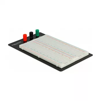 Breadboard DELOCK 18314 — belituojamoji prototipų plokštė, metalas/plastikas, 109×165×1 mm, juoda/balta