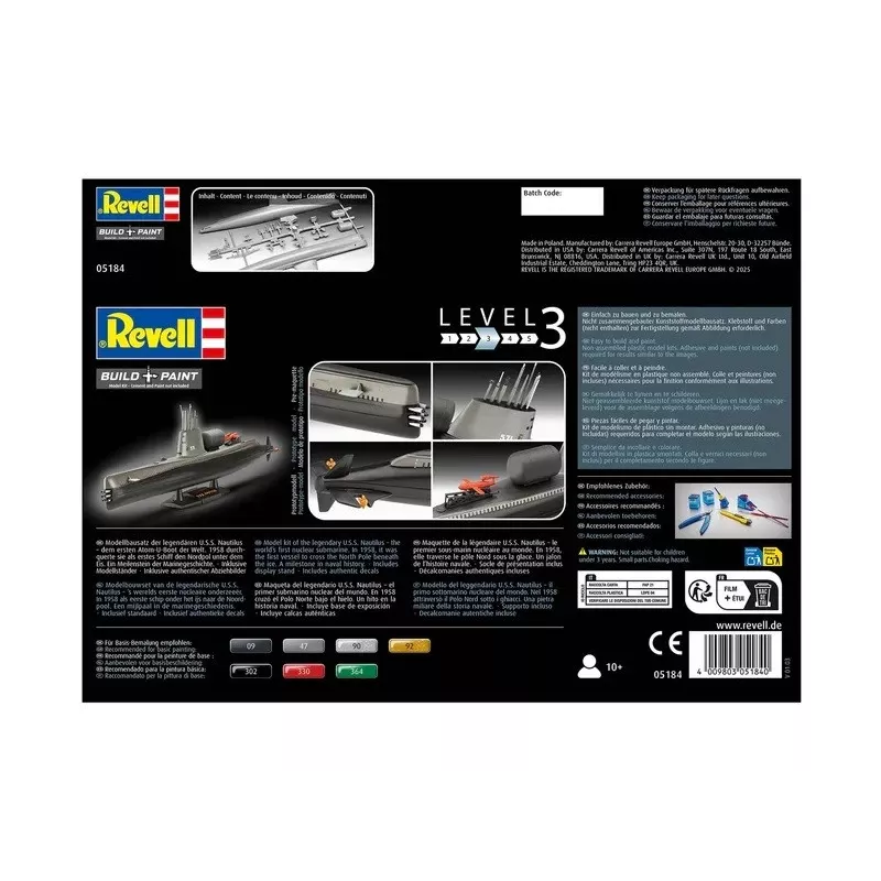 Plastikinis laivo modelis REVELL U.S.S. Nautilus masteliu 1:305, rinkinys 05184
