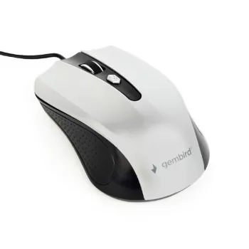 Laidinis abiem rankoms tinkamas optinė pelė GEMBIRD MUS-4B-01-BS, USB Type-A, 1200 DPI, 4 mygtukai, juoda/sidabrinė