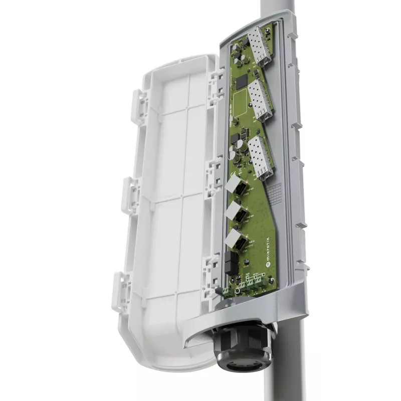 Tinklo komutatorius MikroTik CSS606-1G-2Gi-3S+OUT 6 prievadų komutatorius su 1G ir 10G SFP+ aukštyniniais ryšiais