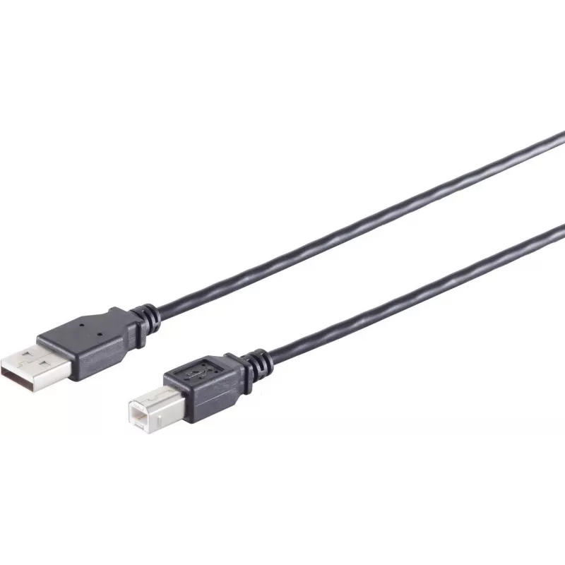 USB laidas S/CONN 13-23005 USB 2.0 0,25 m USB A USB B Juodas