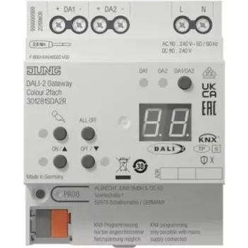 Jung KNX DALI-2 tinklų sietuvas 30128 1S DA2 R spalvotas 2 kanalų