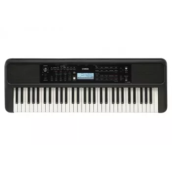 Klaviatūra YAMAHA PSR-E383 — 61 klavišo nešiojama MIDI klaviatūra, LCD ekranas, USB, įmontuoti garsiakalbiai, maitinamas baterijomis (6), juoda