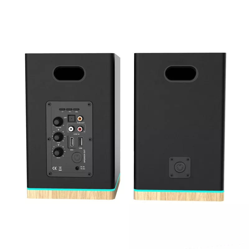Lentyninės kolonėlės Teac BS-60BK LED juodos — Bluetooth, 2×90W, RCA, USB, optinis, su boso refleksu, nuotolinis valdymas