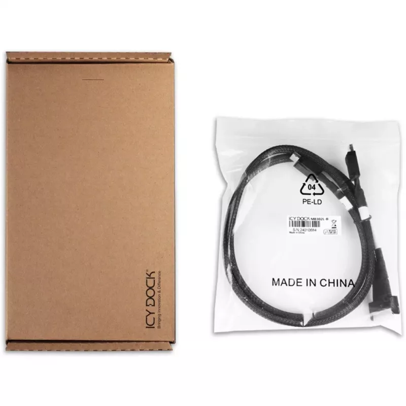 Diskų keitiklio laikiklis icybox MCIO 8i 74 kontaktų SFF-TA-1016 į 2× OCuLink 42 kontaktų 4i MB302L-B