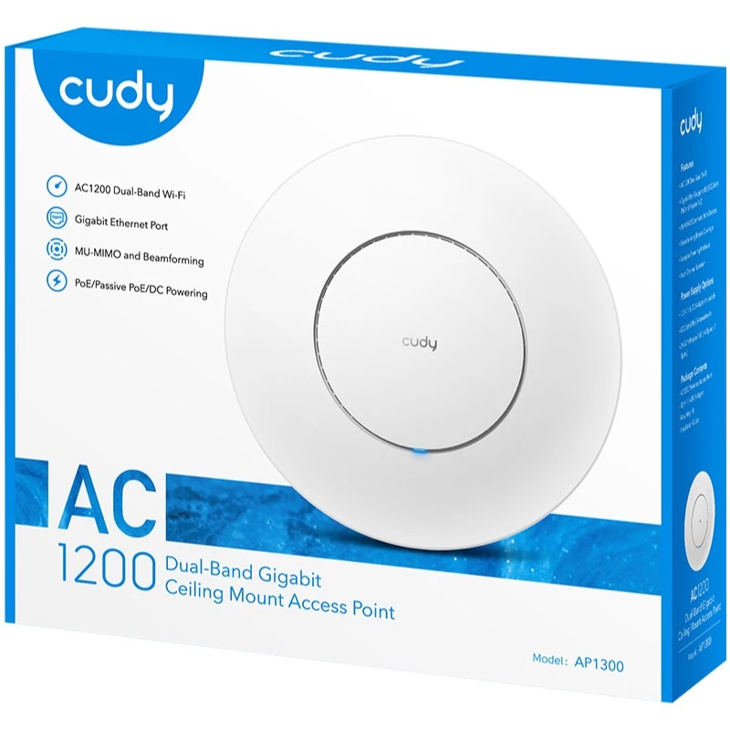 Cudy AC1300 baltas maitinimas per Ethernet (PoE)