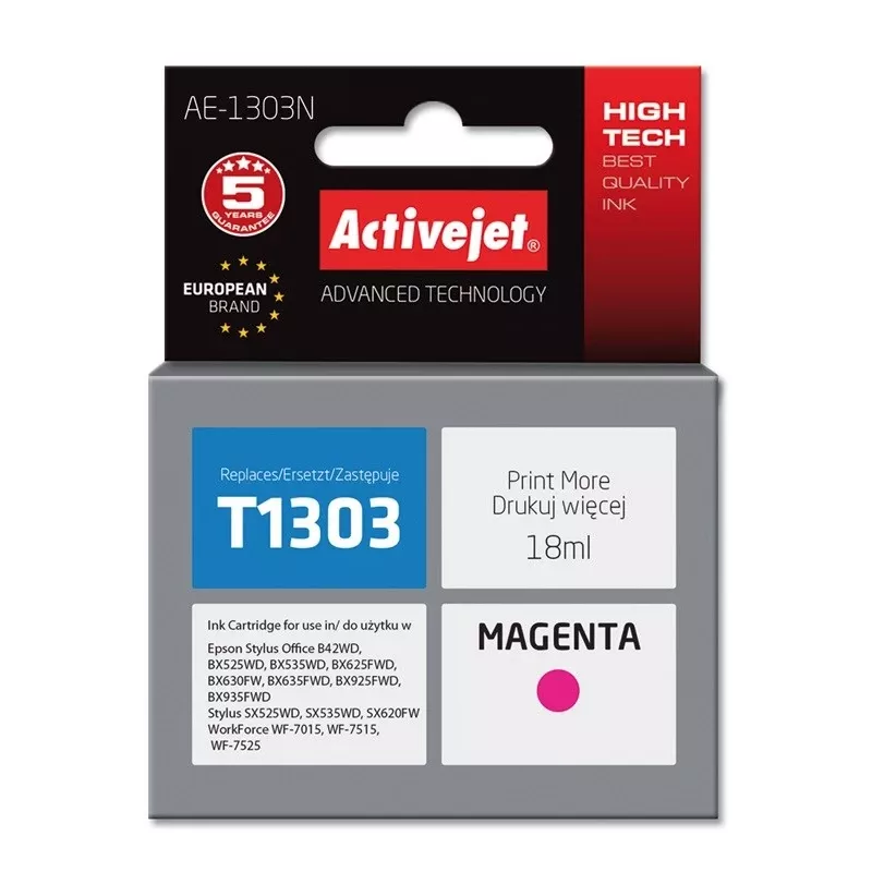 Activejet AE-1303N rašalas (Epson T1303 pakaitalas; Supreme; 18 ml; purpurinis)