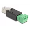 DeLOCK 66607 laido jungčių adapteris RJ45 3 kontaktų gnybtų blokas Juoda Žalia