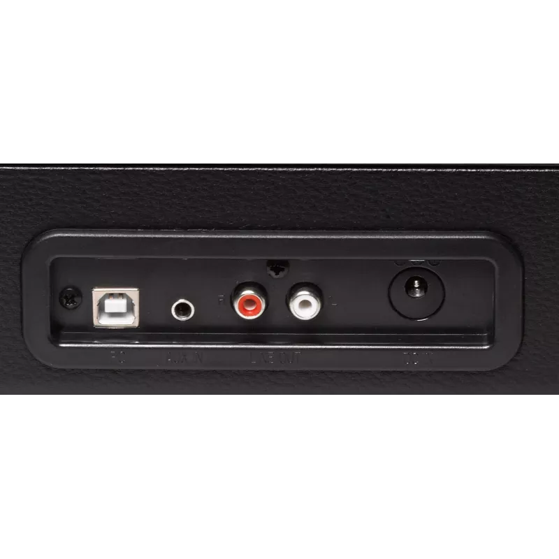 Denver VPL-120Juoda juostinė USB patefono sistema su įmontuotais garsiakalbiais
