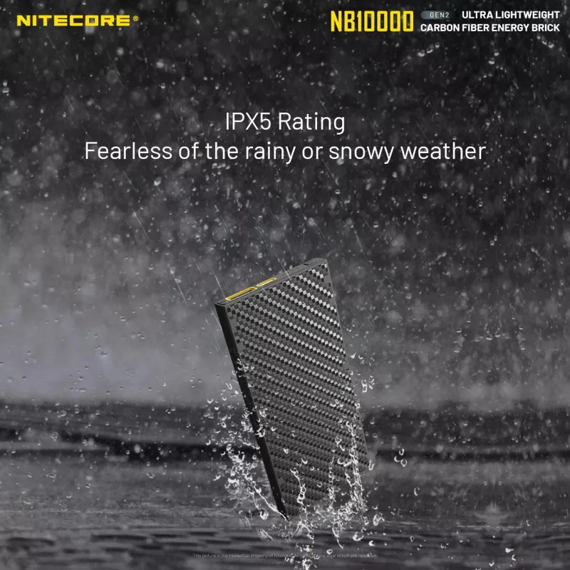 Portable Power Bank Nitecore NB10000 — 10000 mAh, USB‑A + USB‑C, 38W total output, Pilka