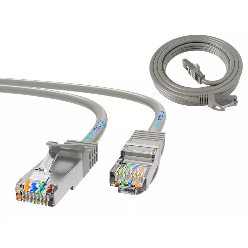 Ethernet komutacinis kabelis Extralink Cat 5e UTP, 10 m, RJ-45–RJ-45, pilkas