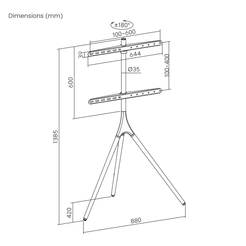 Tvirtinimo laikiklis SBOX FS-1246F 45–65° pakreipimo kampas, 32 kg apkrova, platforma 600×400 mm