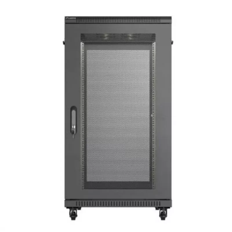 19 colių stovo spinta LANBERG FF01-6022-23B, 22U, 600×1000 mm, juoda, perforuotos durys