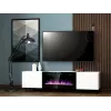 TV spintelė Cama Meble PAFOS EF su elektriniu židiniu 180×42×49 cm, balta matinė