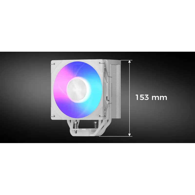 CPU oro aušintuvas MODECOM Volcano 0C T721 ARGB 120 baltas, vieno bokštelio, 120 mm ventiliatorius