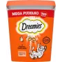 Traškučiai Dreamies mišrių skonių su vištiena ir sūriu 350 g — traškus mėsingas užkandis suaugusioms katėms, baltymai 22%, riebalai 22%