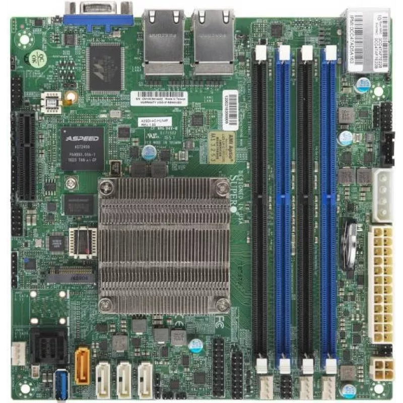 SUPERMICRO A2SDi-4C-HLN4F - Pagrindinė plokštė - Mini-ITX - Intel Atom C3558 - USB 3.0 - 4 x Gigabit LAN - Integruota grafika - OEM