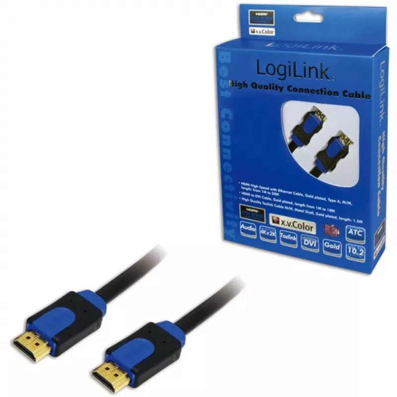 HDMI laidas LogiLink CHB1105 5m Type A juoda mėlyna
