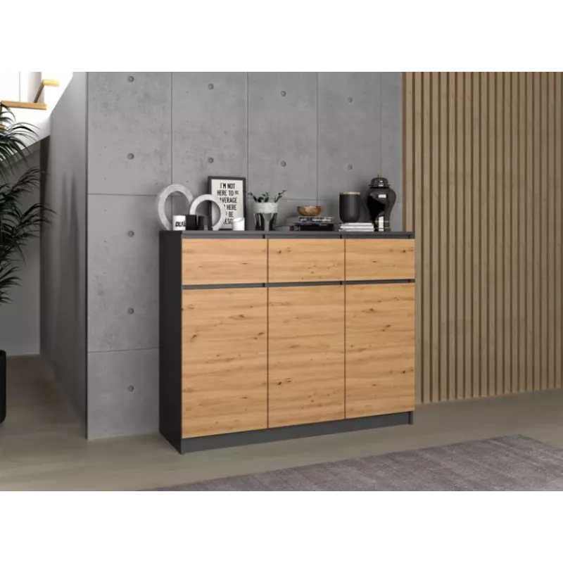3D3S komoda 120x40x97 cm, antracitas/artisan