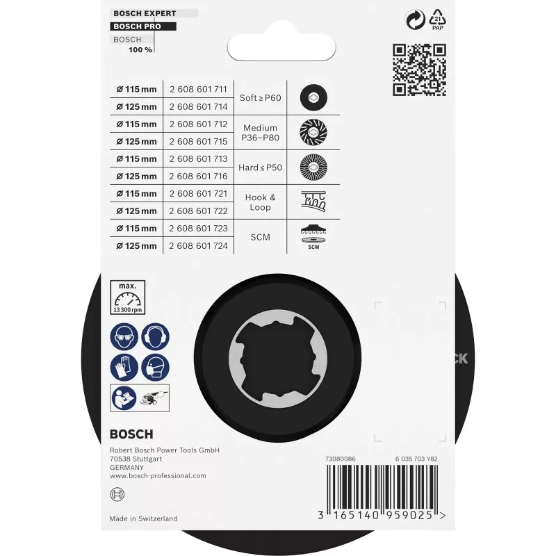 Šlifavimo padėklas Bosch X-LOCK SCM 115 mm Velcro centravimo kaištis 2608601723 kampiniams šlifuokliams