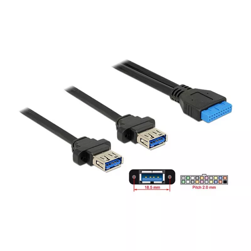 USB laidas DeLOCK 85244 0,8 m juodas