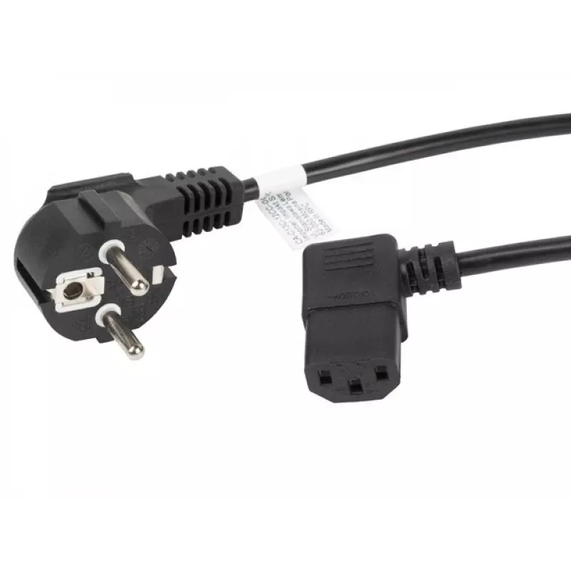 Maitinimo laidas LANBERG CA-C13C-12CC-0018-BK, 2 m, C13 lizdas prie CEE7/7, juodas, kampuotas C13
