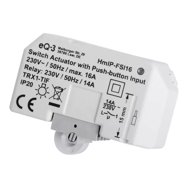 Šviesos jungiklis Homematic IP HMIP-FSI16, baltas, mygtukų valdymas, 54×33×41 mm