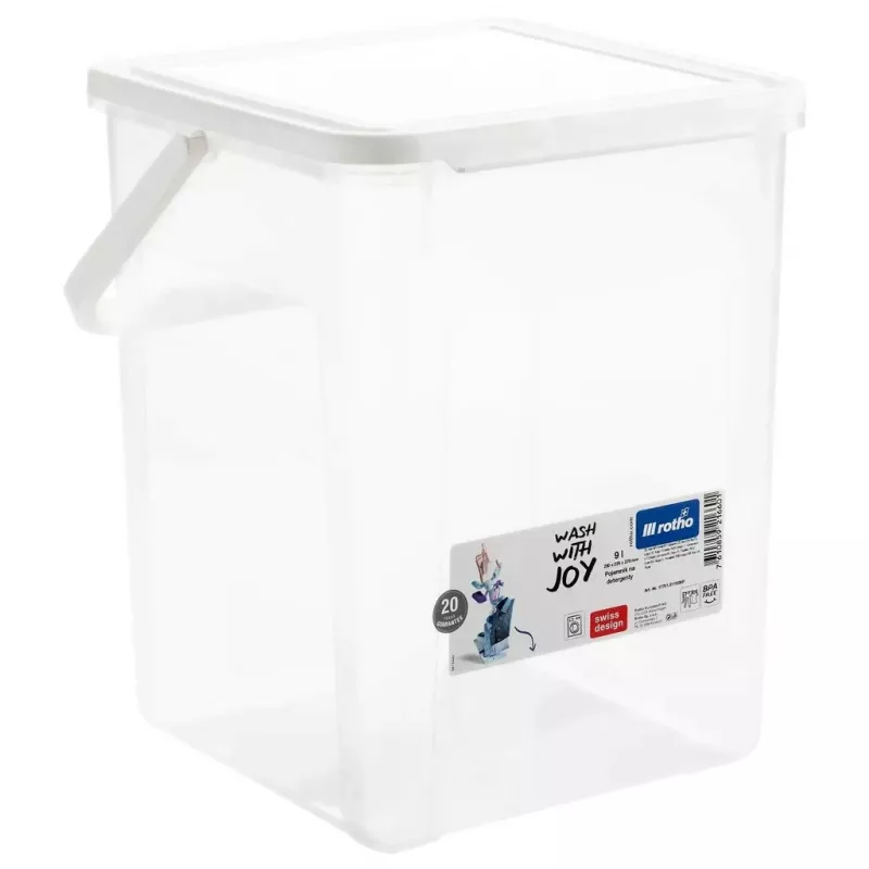 Plastikinis ploviklių indas Rotho Basic 9 L modelis 1770101100RP, baltas, dangtelis, pakabinimo anga