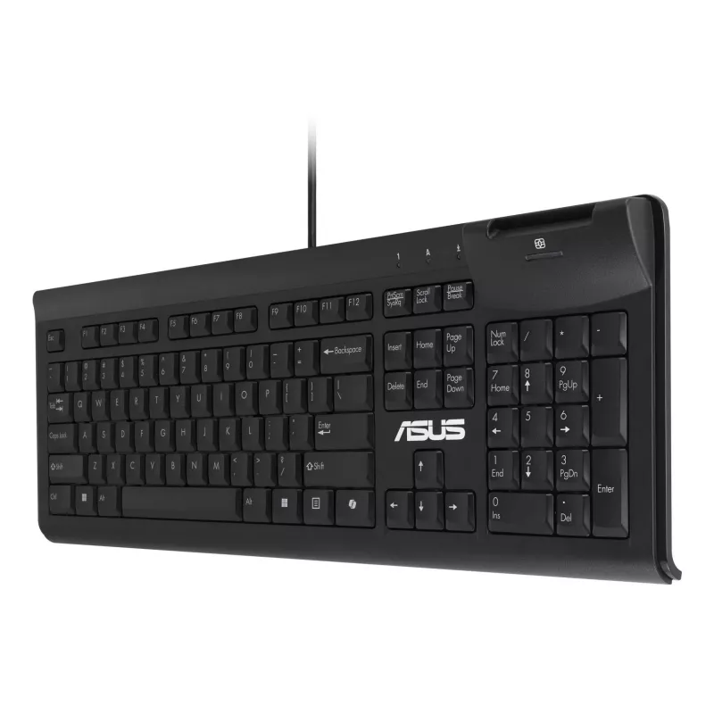 Laidinė pilno dydžio klaviatūra ASUS KU100 juoda, estiškas išdėstymas, USB Type-A, 2 m laidas