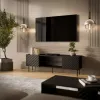 TV spintelė cama meble LUCCA 180x40x59 cm, juodas medžio drožlių plokštės viršus, juodas rėmas