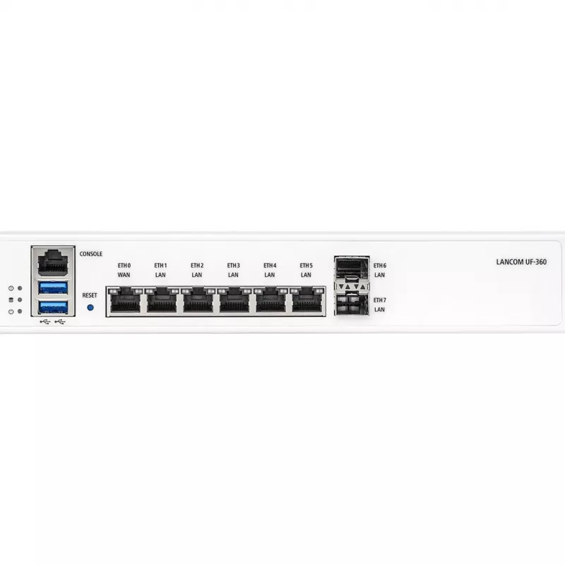 LANCOM R&S Unified Firewall UF-360 - Ugniasienė - 8 prievadai - GigE - 1U - montuojama į stelažą