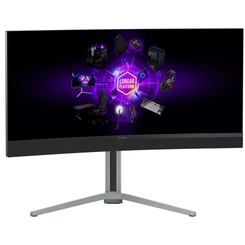 LORGAR 34MP1, UWQHD MiniLED Gaming Monitor Pro, 34'' (3440*1440) VA lenktas monitorius, juoda/pieniškai pilka
