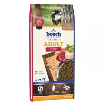 Sausas šunų maistas Bosch Adult Lamb & Rice 10 kg–15,9 kg, 21,5% baltymų, 10,5% riebalų, be gliuteno