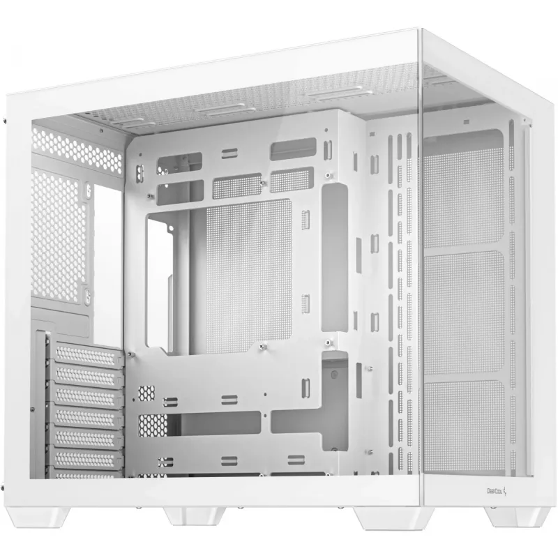 PC korpusas DeepCool CG530 WH Midi Tower — ATX/Micro ATX/ITX, grūdintas stiklas, 2×3,5 colio + 3×2,5 colio nišos, palaiko iki 410 mm GPU