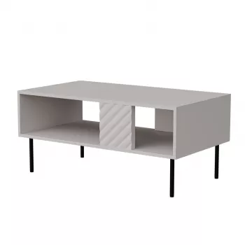 Kavos staliukas Cama LUCCA suoliukas/staliukas 100x55x46 smėlio spalvos, stačiakampis pilkas viršus