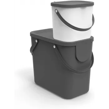 Atliekų konteineris Rotho Albula stačiakampis plastikinis 6 l, antracitas, 200×235×208 mm