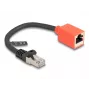 Tinklo kabelis DeLOCK RJ45 įrenginio apsaugos adapteris Cat.6A S/FTP 20 cm Juoda Raudona