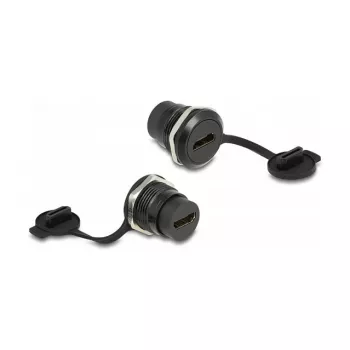 DeLOCK HDMI-A įmontuojama jungtis su apsauginiu dulkių dangteliu, juoda 30,3 mm 23,5 mm
