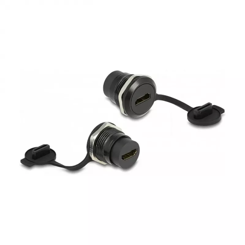 DeLOCK HDMI-A įmontuojama jungtis su apsauginiu dulkių dangteliu, juoda 30,3 mm 23,5 mm