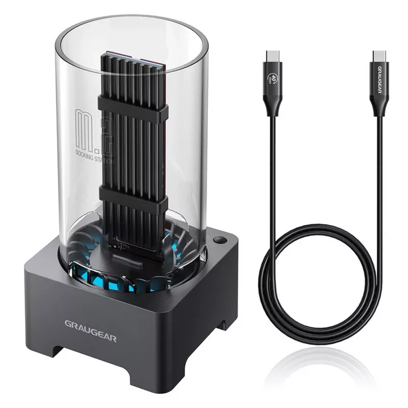 GrauGear G-M2DK-U4-40G M.2 NVMe SSD dokinimo stotelė USB 3.2 Gen 2 Type-C, 40 Gbit/s, pilka