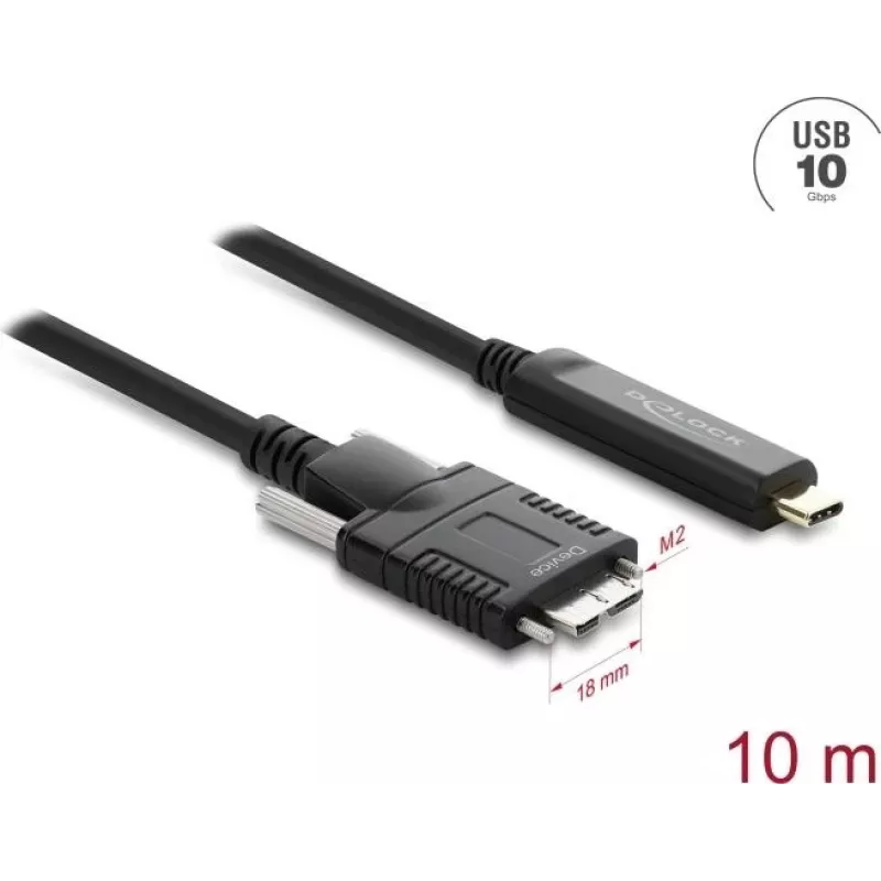 Laidas DELOCK 83632 — USB 2.0, USB-C į Micro-USB B, 10 m, juodas